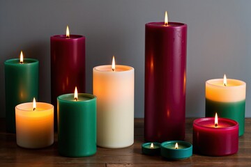Enchanting Glowing Pillar Candles in Vibrant Magenta and Emerald for Unique Home Decor