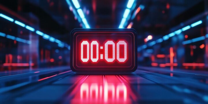 Digital countdown display showing with glowing futuristic accents, New Year's theme