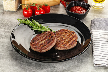 Grilled two beef burger cutlet