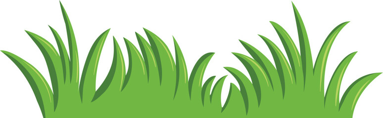 Green Grass Borders Set Isolated on White Background, Vector Illustration, flat style. green leaf. Grass illustration isolated on white background
