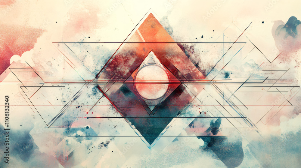 Fototapete geometric shapes and textured grunge effects combine in an abstract background design, creating a vi