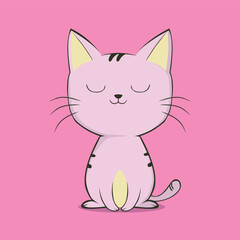 Cute Happy Cat In Clip Art Style, Tshirt