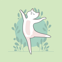 cute dancing cat illustration anime cartoon character orange color cute cat in spring, drawing, happy cute, art, animal, kitten, pet, graphic, 