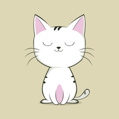Cute Happy Cat In Clip Art Style, Tshirt