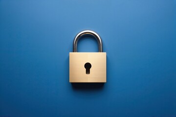 Fototapeta premium Cybersecurity and Privacy Protection with Secure Padlock on Azure Blue Background