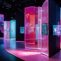 Immersive Tech Startup Booth with Transparent OLED Screens