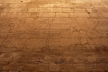 Inscriptions and reliefs in the great hypostyle hall in Karnak Temple near Luxor, Egypt