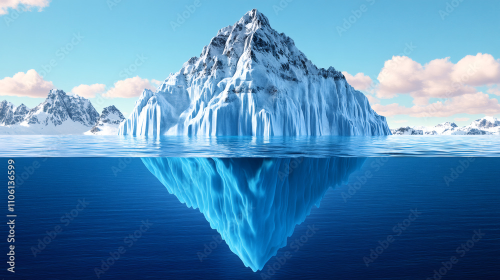 Aufkleber iceberg drifting in the ocean with submerged perspective revealing its true size