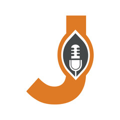 Initial Podcast Logo combine with letter J vector template
