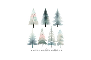 Warm winter wishes, Winter Christmas Trees PNG sublimation Design
