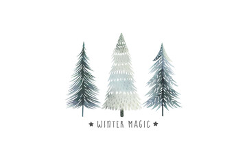 Winter magic, Winter Christmas Trees PNG sublimation Design
