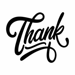 thank text lettering black handwriting vector icon illustration