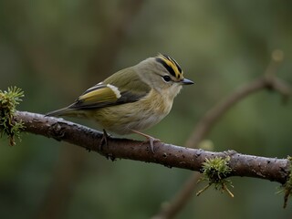 Fototapeta premium Goldcrest bird in nature.