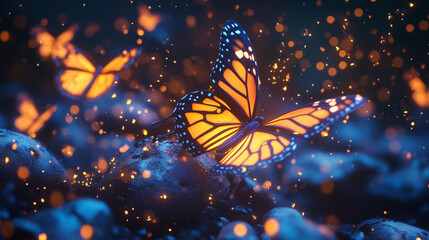 Lantern with a Glowing Butterfly