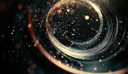 Obraz premium Abstract Circular Light Trails with Glowing Dust Particles Creating a Dreamlike Atmosphere for Use in Backgrounds and Visual Designs