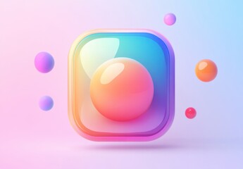 Obraz premium Abstract Colorful 3D Sphere and Bubbles with Smooth Gradient in a Playful Design on Light Background for Modern Art and Creative Concepts