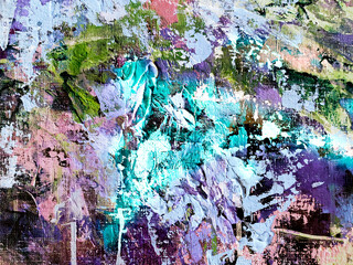Vivid colorful  painting.  Background design. Dots , strokes of paint. Textured oil painting.  Hand drawn brush stroke. Multicolored circles. Bright pattern with paint structure. Impasto. Color scheme