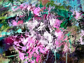 Vivid colorful  painting.  Background design. Dots , strokes of paint. Textured oil painting.  Hand drawn brush stroke. Multicolored circles. Bright pattern with paint structure. Impasto. Color scheme