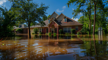 Obraz premium Luxury House with Reflecting Pool in Nature