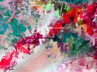Vivid colorful  painting.  Background design. Dots , strokes of paint. Textured oil painting.  Hand drawn brush stroke. Multicolored circles. Bright pattern with paint structure. Impasto. Color scheme