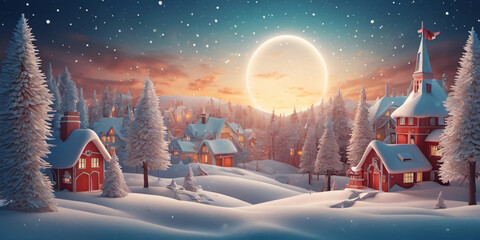 Naklejka premium Winter christmas composition in paper cut style.Merry Christmas text Calligraphic Lettering. Horizontal christmas posters, greeting cards, headers, website, banner poster he