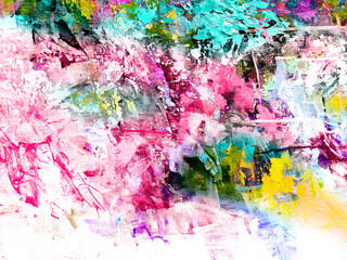 Vivid colorful  painting.  Background design. Dots , strokes of paint. Textured oil painting.  Hand drawn brush stroke. Multicolored circles. Bright pattern with paint structure. Impasto. Color scheme