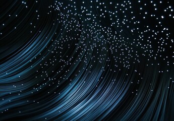 Obraz premium Abstract Night Sky with Stars and Flowing Blue Waves Creating a Dreamy, Mysterious Atmosphere Ideal for Backgrounds and Visual Projects