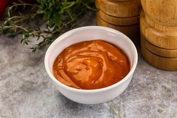 Tasty burger sauce in the bowl