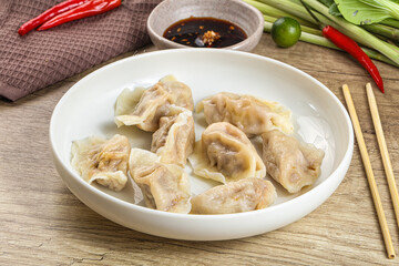 Asian steamed dumplings with meat