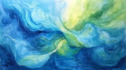 Abstract Blue Green Swirling Paint Texture Art
