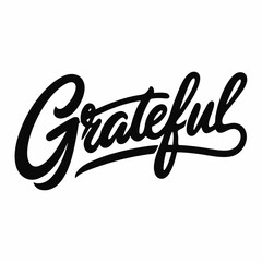 Grateful text littering black handwriting vector icon illustration on white background