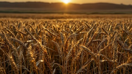 Golden wheat fields stretching under a warm sky.