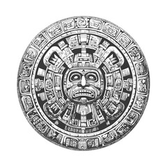 Obraz premium Intricately Detailed Aztec Calendar With Central Deity Face