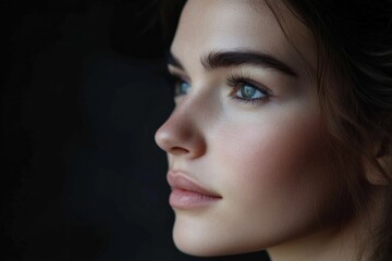 Fototapeta premium Staring Into Distance. Attractive Woman in Contemplation, Close up