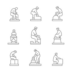 Fototapeta premium Line Art Illustrations Of People Sitting And Standing On Various Platforms