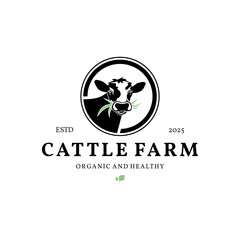 Catlle Farm Logo Branding Vector Vintage