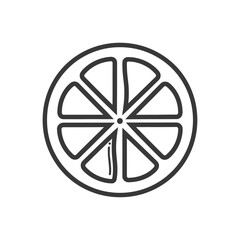 Obraz premium Line Drawing Of A Lemon Slice With Eight Segments