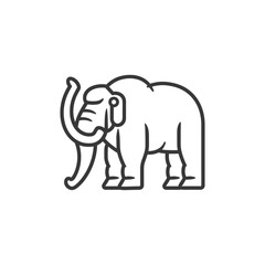 Line Drawing Of A Mammoth With A Curved Tusk