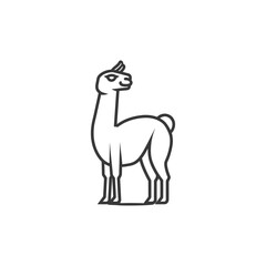 Line Drawing Of A Llama Standing On Four Legs