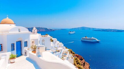 Obraz premium Stunning santorini seascape with white architecture