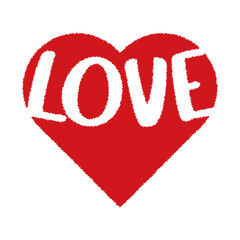 Love Heart Vector Illustration. This vector image showcases the word LOVE written in bold white letters inside a vibrant red heart.