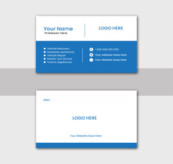 Modern and simple business card design with Blue and White color