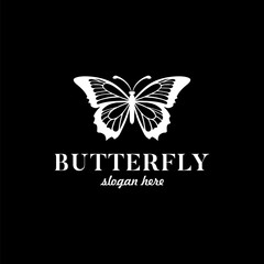 Butterfly black n white Logo Vector