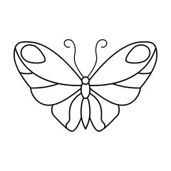 Butterfly Line Art Vector Illustration. This image showcases a clean and elegant black and white line drawing of a butterfly. 