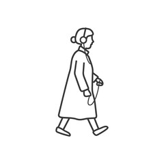 Line Drawing Of A Person Walking While Listening To Music