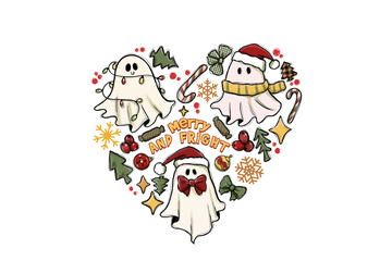 Merry and fright, Christmas plaid pattern Sublimation T Shirt Design