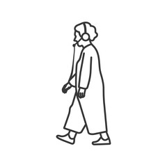 Line Drawing Of A Person Wearing Headphones And Walking