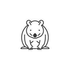 Naklejka premium Line Drawing Of A Seated Koala