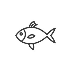 Line Drawing Of A Single Fish With Fins And An Eye