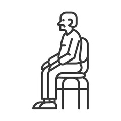 Line Drawing Of An Elderly Man Sitting On A Chair